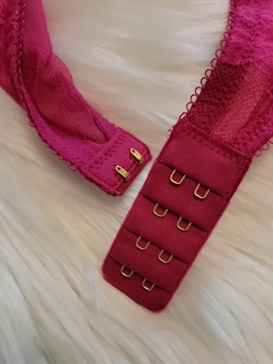 Victoria Secret Women's Very Sexy Push Up Bra 32C Deep Red Burgundy Lace - Picture 4 of 8